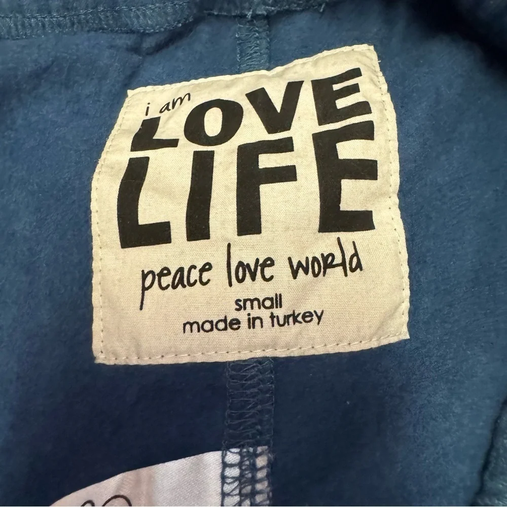 Peace Love World Blue  Sweatpants Lounge Pants  Size Small Drawstring Waist NEW